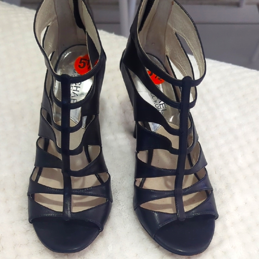 Michael Kors Women's Strappy T-Strap Sandal Heels - Black